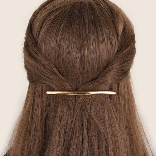 4.5 Inches Long Bow-shaped Shiny Barrettes Narrow Metal Hair Barrettes for Thick Hair Chic Hair Clips for Styling Long Hair,4pcs (Gold)