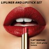 KUNSHNBEI Strawberry Red Lip Liner and Lipstick for Women, Long Lasting color 2 in 1 Lipstick with Lip Liner Pencil Combo, Lipliner Pencil, Waterproof 24 Hour lipstick with lip liner