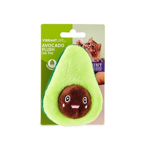 Vibrant Life Avocado Plush Cat Toy, Hunt, Interactive Toy, Indoor Fun. Packaging May Vary