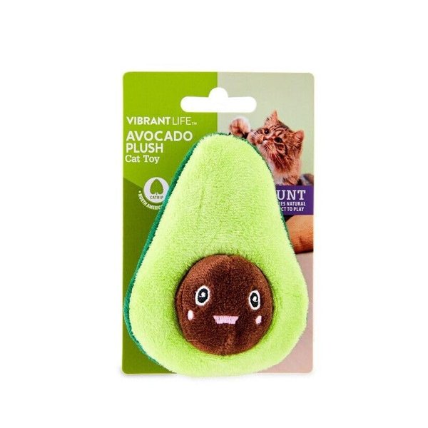 Vibrant Life Avocado Plush Cat Toy, Hunt, Interactive Toy, Indoor Fun. Packaging May Vary