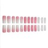 Foccna Press on Nails Medium Long Pearl Gradient Pink Fake Nails Square Bling Glossy 3D Flower False Nail Tips Artificial Nails Finger Manicure for Women and Girls,24pcs