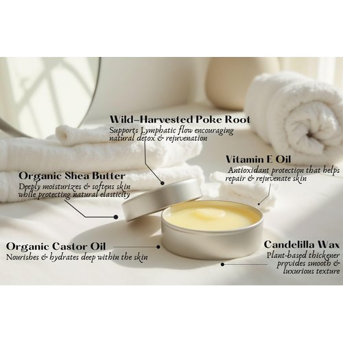 Poke Root & Castor Oil Salve -1oz- Cysts, Boils, Fibroids, Swollen Lymph Nodes, Breast & Joint - Vegan Lymphatic Support Massage Balm - Natural Deep Tissue Ointment