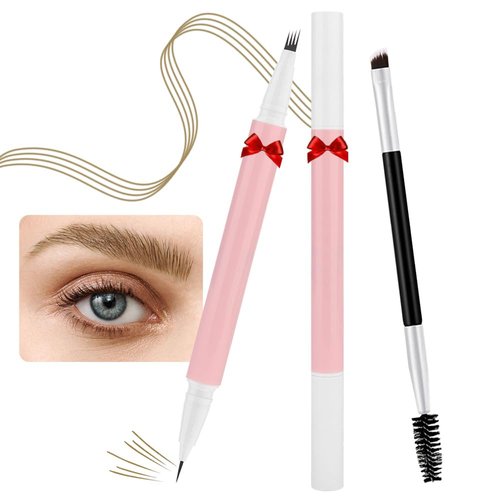 BINGBRUSH 2-in-1 Dual-Ended Eyebrow Pencil Micro 4 Point and Precise Brush - Eye Makeup Lift & Snatch Long-Lasting Waterproof Natural Eyebrow Hair (1Pc 01# Light brown)