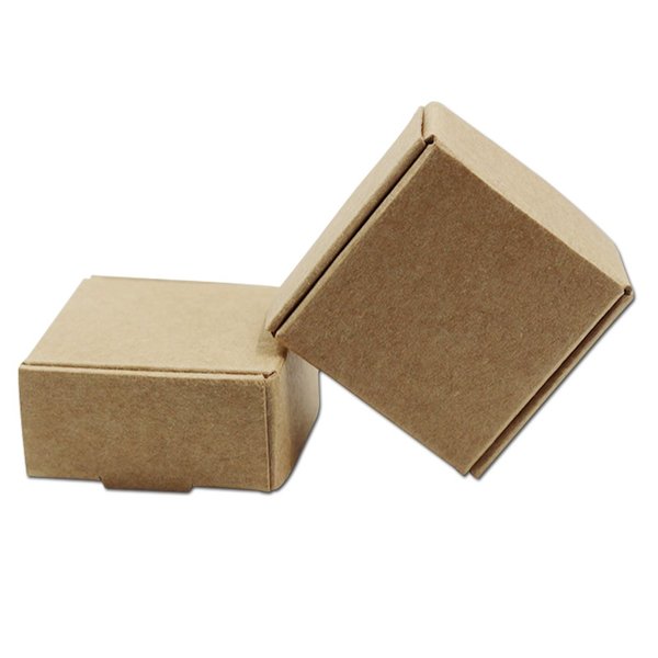 PABCK 100 Pack 1.45x1.45x0.78 inch Mini Brown Aircraft Cardboard Jewellery Boxes Square Gift Wrapping Kraft Paper Soap Box Pack Craftwork Gift Ear Rings Small Jewellery Favor Treat Box