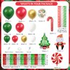 AIBIIN 140pcs Christmas Party Balloon Set, Merry Christmas Balloons with Christmas Xmas Table Skirts and Christmas Foil Fringe Tinsel Curtains for Winter Holiday Party Decorations