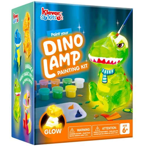 Klever Kits DIY Night Light- Paint Your Own Dinosaur Lamp- Arts & Crafts Kit School Activities Art Supplies Painting Kits, Birthday Gifts for Girls Boys Aged 6+
