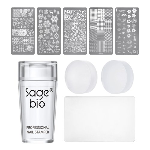 SAGEBIO Nail Art Stamper Clear Silicone Nails Stamping Jelly with Scraper Transparent Visible Body DIY Manicure Nail Art Tool A