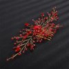 Aimimier Bridal Red Crystal Hair Comb Ruby Rhinestone Gold Hair Vine Side Comb Prom Party Festival Wedding Hair Accessories for Women (Red)