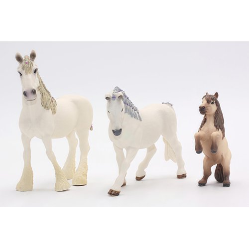 Gemini&Genius 3Pcs Horses Toy, Farm Horse Animal Playset, Mare and Stallion with Horse Baby Family Action Figure Toys Great for Miniature Party Decoration, Birthday Cake Topper or Gifts for Kids