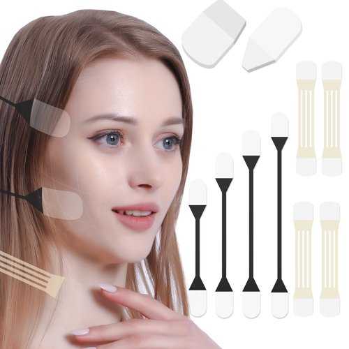 Face Neck Lift Tape, Fack Neck Lifting Stickers and Bands, Neck Face Lift Patch Tools for Instant Double Chin Wrinkles Saggy Skin Lifting (8pcs Elastic Bands, 40pcs Face Tapes)