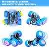 KKONES Remote Control car,2.4GHz Electric Race Stunt Car,Double Sided 360° Rolling Rotating Rotation, LED Headlights RC 4WD High Speed Off Road for 3 4 5 6 7 8-12 Year Old Boy Toys (Blue)