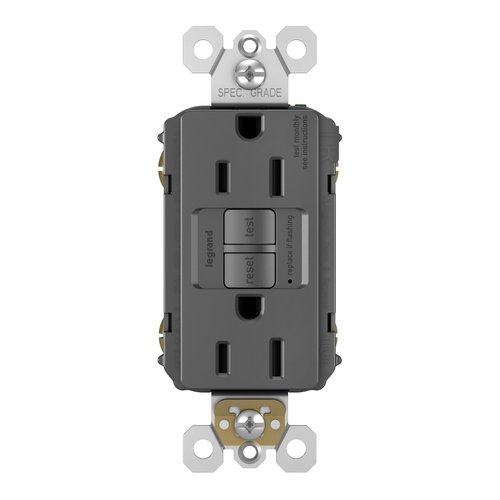 Legrand radiant 1597BKCCD12 15 Amp GFCI Self Test Decorator Duplex Outlet, Black (1 Count)