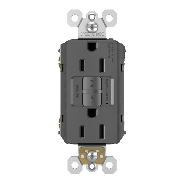 Legrand radiant 1597BKCCD12 15 Amp GFCI Self Test Decorator Duplex Outlet, Black (1 Count)
