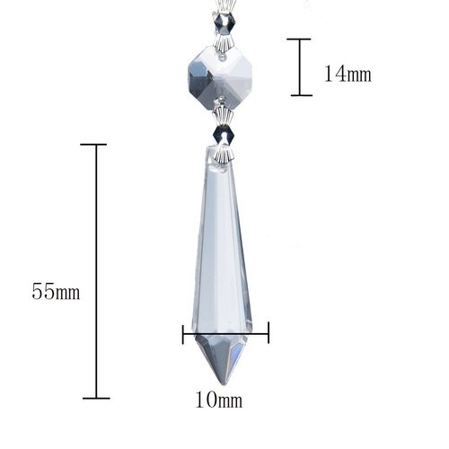 H&D 10pcs Chandelier Crystal Pendants Icicle Crystal Prism Glass Pendants Beads (Clear)