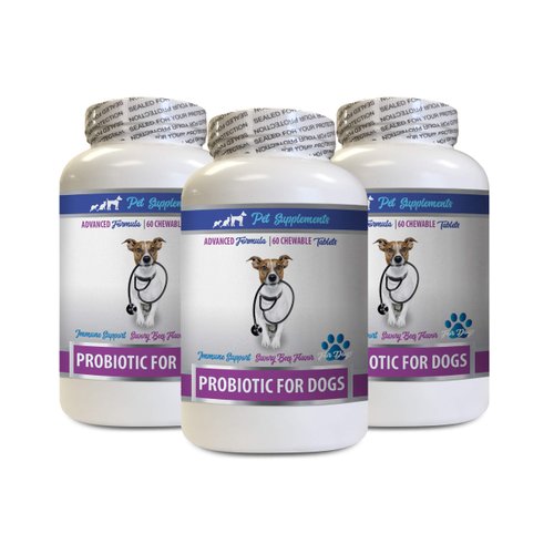 PET SUPPLEMENTS probiotics for Dogs Digestive and Joints - PROBIOTICS for Dogs - Healthy Gut - Stop Gas Diarrhea and Bad Breath - Digestive Boost - Dog probiotics enzymes - 3 Bottles (180 Treats)