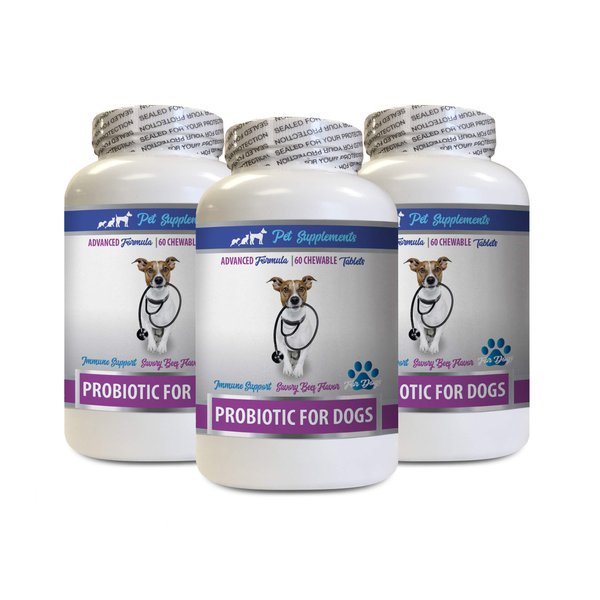 PET SUPPLEMENTS probiotics for Dogs Digestive and Joints - PROBIOTICS for Dogs - Healthy Gut - Stop Gas Diarrhea and Bad Breath - Digestive Boost - Dog probiotics enzymes - 3 Bottles (180 Treats)