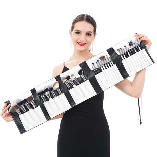 DUcare Professional Makeup Brushes set Panda Series Makeup Brush Set 31Pcs Kabuki Foundation Blending Face Powder Blush Concealers Eye Shadows With Leather Case Organizer