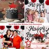 YEOCU Birthday Decorations, NO DIY, Pre-Strung Happy Birthday Banner with Honeycomb Balls, Hanging Swirls, Circle Dots Garland, Happy Birthday Party Decorations for Women Men Boys Girls (Red & Black)