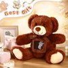 Libima 14 Inch Remembrance Bear Plush Stuffed Animal with Recorder Soft Doll Fabric Animal Toy with a Picture Frame for Baby Shower Wedding Birthday Gift (Dark Brown, 14 Inch)
