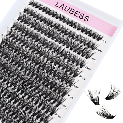 Cluster Eyelash Extensions Mixed LAUBESS Eyelash Clusters 40D Lash Clusters DIY Lash Extension Individual Lashes Natural Cluster Lashes Eyelash Extension (40D-0.05D-9-16mm)