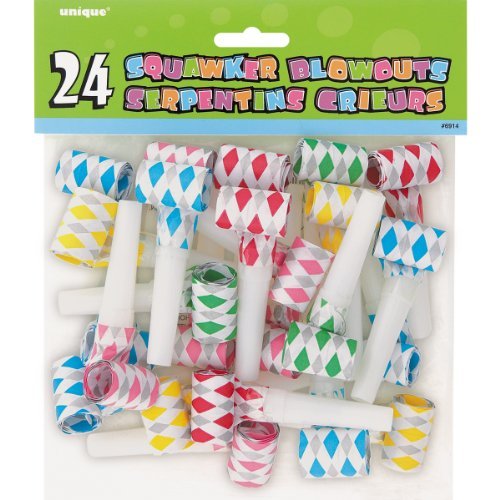 Diamond Squawker Party Blowers, Assorted 24ct
