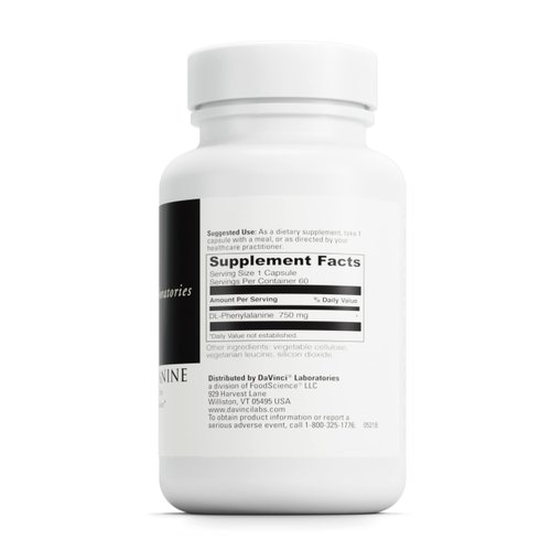DAVINCI Labs DL-Phenylalanine - Amino Acid Dietary Supplement to Support Comfort, Balance and Discomfort* - with 750 mg DL-Phenylalanine per Serving - Gluten-Free - 60 Vegetarian Capsules