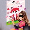FEPITO Pin The Heart on The Fox Valentine's Day Game with 24Pcs Heart Stickers for Valentines Day Party Supplies, Kids Birthday Party Decoration