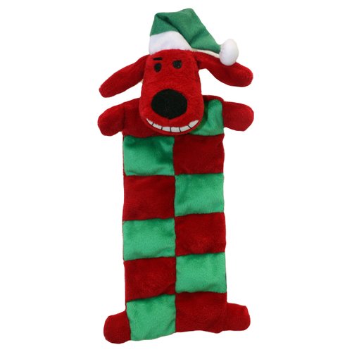 Multipet Loofa Holiday Squeaker Mat Dog Toy with Santa Hat, 12-Inch