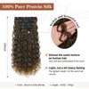 Flufymooz Clip in Hair Extensions, 4PC 100％ Pure Protein Silk Hair Extensions Long Soft Natural Hairpiece 20 Inch Curly Hair Extension for Women (Brown to Dirty Blonde)