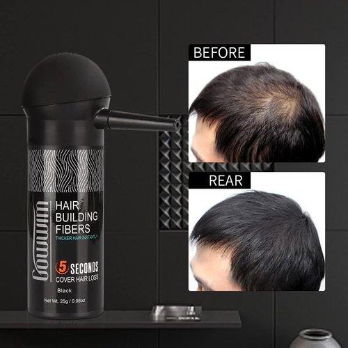 gowwim Hair Fibers for Thinning Hair 25g Hair Building Fibers 100% Undetectable,Instantly Cover Sparse Hair Areas-Bald Spots Cover Up. (Dark Brown)