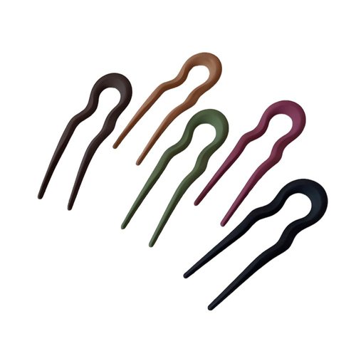 Simple French Hairpins, Hair Sticks, and Hair Forks with Two Prongs - Elegant Bun Hair Sticks and Chignon Pin Frosted Hairpin Neutral Earth Tones 5Pack