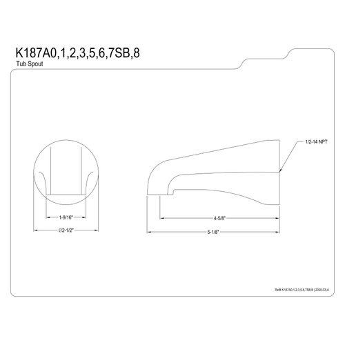 Kingston Brass K187A5 Designer Trimscape Showerscape 5-Inch Tub Spout, Oil Rubbed Bronze