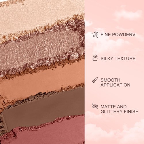 GEUUFEA Matte Nude Eyeshadow Palette, Pink Brown Eye Shadow Powder Palette, Blendable Eyeshadow Shade for a Sweet Everyday Makeup Look