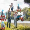 4D Big 28'' Selfstand Spacecraft Rocket Balloons Galaxy Themed Birthday Party Decor Kids Party Supplies, 4 Pack UFO Spaceman Astronaut Party Decorations Universe Planet Outer Space Mylar Foil Balloons