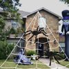 UMEELR Halloween 200In Huge Spider Web with 2 Giant Realistic Looking Hairy Spiders Halloween Decorations Props Creepy Decor Outdoor Indoor (35.5In and 30In)