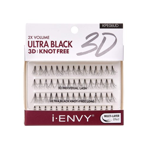 i-ENVY 2X Volume 3D Ultra Black Individual Lashes (3 PACK, Knot Free - Long)
