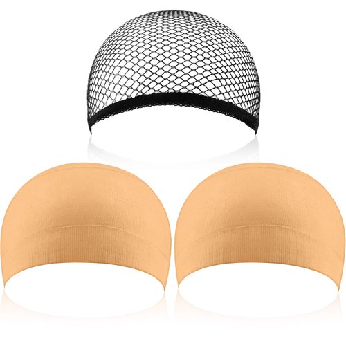 EBOOT 3 Pcs Wig Caps Black Mesh Wig Cap Net Neutral Nude Beige Wig Cap for Lace Front Wig for Wom...