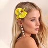 3Pcs Hawaiian Flower Hair Clips for Women,Orchid Hibiscus Hair Clip 3.5 Inch Artificial Flower Clips Summer Hair Accessories for Girls Beach Vacation Luau Tropical Wedding Party Decoration