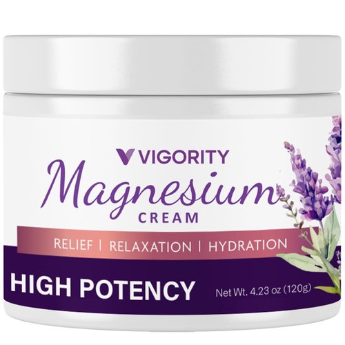 Vigority Magnesium Cream for Sleep: Magnesium Lotion for Leg Cramps - Soothing Magnesium with Lavender, Vitamin E and Shea Butter - Safe for Kids & Pregnant Individuals - 4.23 oz