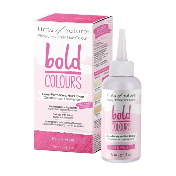 Tints of Nature Bold Colour Pink Semi-Permanent Hair Dye, Ammonia-Free and Damage-Free Colouring, 70ml