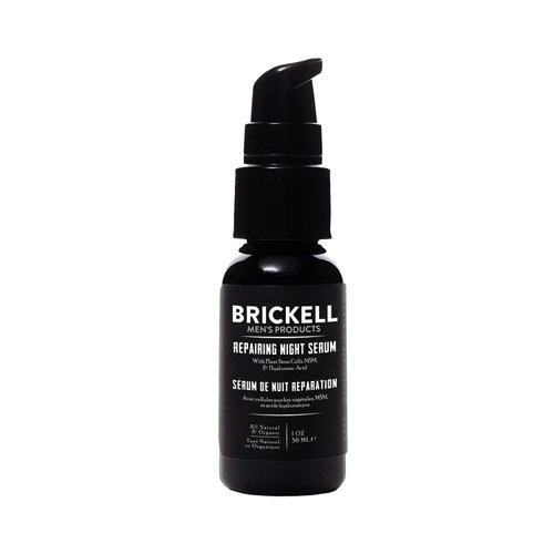 Brickell Men's Anti Aging Repairing Night Face Serum for Men, Natural and Organic Vitamin C Serum For Face to Repair Damaged Skin Cells, Diminish Wrinkles and Reduces Redness 1 Ounce, Unscented