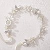 SWEETV Sliver Flower-Leaf Bridal Headpieces for Wedding Headband Bride Hair Pieces Crystal Flower Girl Hair Accessories