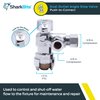 SharkBite 1/2 x 3/8 Inch Compression Dual Outlet Angle Stop Valve, Quarter Turn, Push to Connect Brass Plumbing Fitting, PEX Pipe, PE-RT, CPVC, Copper Pipe, 25558LF