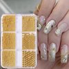 MOLILON 2 Boxes Nail Beads with Nail Magnet Picker Tool, 3D Caviar Beads for Nails Metal Nail Charms Gems Gold and Silver Steel Balls Jewels Nail Studs for Nail Art Decoration