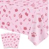 4 Pack Cat Tablecloth Paw Print Tablecloth Cat Themed Table Cover Cute Cats Plastic Tablecover Bone Sign Table Cloth Cat Party Supplies Cat Birthday Decorations Kitty Theme Birthday Decor 86 x 51 Inch