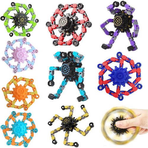 27PCS Transformable Fingertip Gyro Toys, Deformation Chain Robot Decompression Spiral Twisters, Easter Basket Stuffers,Party Favors for Kids (27PCS)