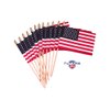 TUTARE 50 American Flags on Stick - Handheld Spearhead US Flag for 4th of July, Memorial Day Event Decorations - Patriotic Decor for Indoors & Yard - Wooden Stick, Cotton Fabric - (4"X6" - 144 Pack)