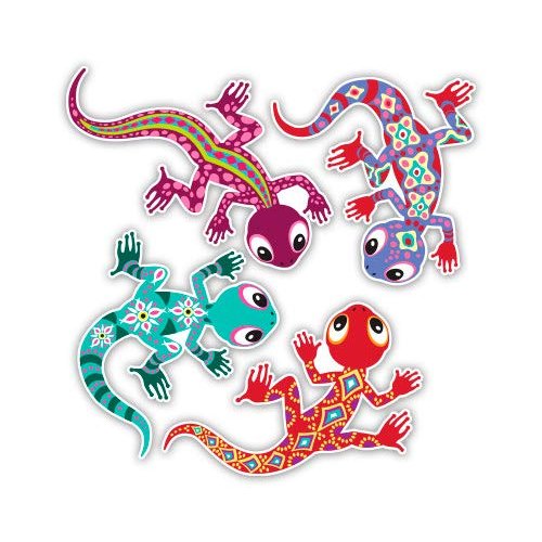 GT Graphics Cute Lizards Set of 4-10" Total Area of 4 - Each Applied Separately Vinyl Stickers - for Car Laptop I-Pad