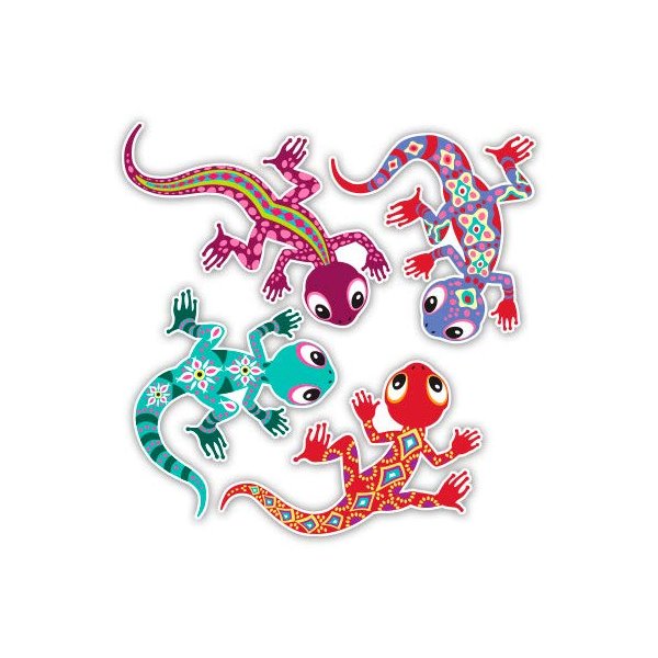 GT Graphics Cute Lizards Set of 4-10" Total Area of 4 - Each Applied Separately Vinyl Stickers - for Car Laptop I-Pad