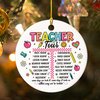 Teacher Tour Ornament Appreciation Gifts - Teacher Christmas Ornaments 2024 - Teacher Gifts for Christmas - Best Teacher Gifts - Teacher Appreciation Gifts for Women - Ceramic Double - Side 2.9''(H47)